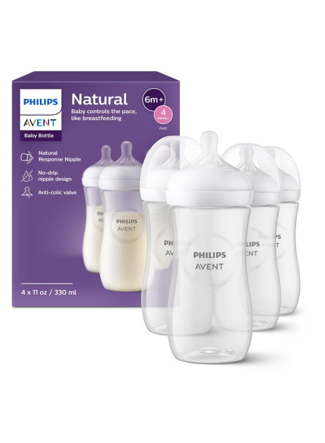Avent Philips Avent Natural Plastic Baby Feeding Bottle 330ml | No.1 Brand Recommended by Moms Worldwide | Ideal for 6 months+| Natural Response Technology Mimics Breastfeeding | Uniquely Designed Nip